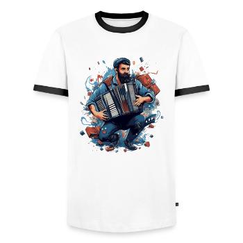 Accordéon Musicien Accordéon Accordéon Shantys Music - T-shirt contrasté Homme - blanc/noir - Devant - AI Model Female 172 light (172cm) & AI Model Male 178 dark (178cm)