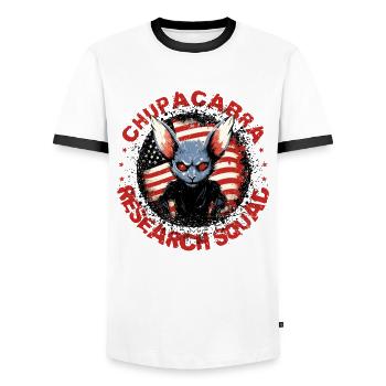 Cryptozoologists Chupacabra Creatures Funny - Men's Ringer Shirt - white/black - Front - AI Model Female 172 light (172cm) & AI Model Male 178 dark (178cm)