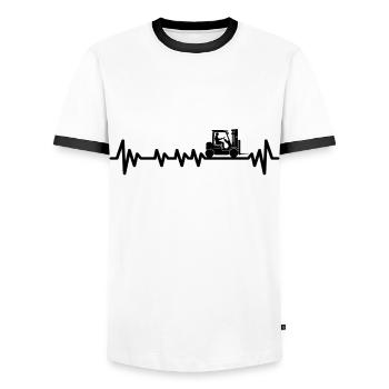 Forklift Driver Warehouse Manager Warehouse Manager Occupations - Men's Ringer Shirt - white/black - Front - AI Model Female 172 light (172cm) & AI Model Male 178 dark (178cm)