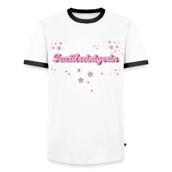 Laundry Graduation Gift Textile Cleaner - Men's Ringer Shirt - white/black - Front - AI Model Female 172 light (172cm) & AI Model Male 178 dark (178cm)