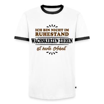 Retirement Pensioner Pensioner Wax Candles - Men's Ringer Shirt - white/black - Front - AI Model Female 172 light (172cm) & AI Model Male 178 dark (178cm)