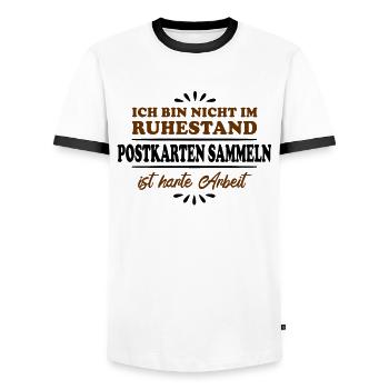Retraité Retraité Collectionneur de cartes postales - T-shirt contrasté Homme - blanc/noir - Devant - AI Model Female 172 light (172cm) & AI Model Male 178 dark (178cm)