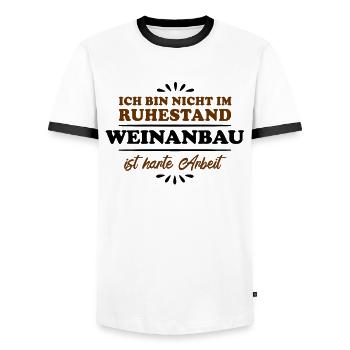 Retirement Pensioner Pensioner Winegrower - Men's Ringer Shirt - white/black - Front - AI Model Female 172 light (172cm) & AI Model Male 178 dark (178cm)