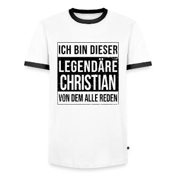 Je suis cette légende pour Christian - T-shirt contrasté Homme - blanc/noir - Devant - AI Model Female 172 light (172cm) & AI Model Male 178 dark (178cm)