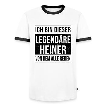 Ich bin dieser legendäre für Heiner - Männer Kontrast-T-Shirt - Weiß/Schwarz - Vorne - AI Model Female 172 light (172cm) & AI Model Male 178 dark (178cm)