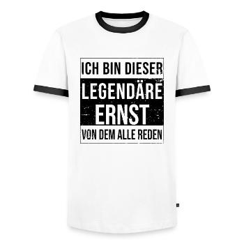 Je suis cette légende pour Ernst - T-shirt contrasté Homme - blanc/noir - Devant - AI Model Female 172 light (172cm) & AI Model Male 178 dark (178cm)