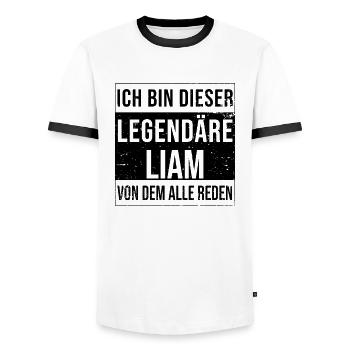 Ich bin dieser legendäre für Liam - Männer Kontrast-T-Shirt - Weiß/Schwarz - Vorne - AI Model Female 172 light (172cm) & AI Model Male 178 dark (178cm)