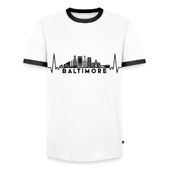 Herzschlag Skyline USA Baltimore - Männer Kontrast-T-Shirt - Weiß/Schwarz - Vorne - AI Model Female 172 light (172cm) & AI Model Male 178 dark (178cm)