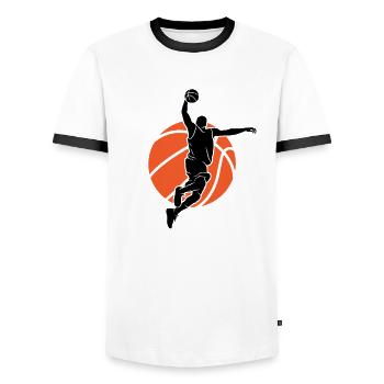 Basketball Players Basketball Players Basketball - Men's Ringer Shirt - white/black - Front - AI Model Female 172 light (172cm) & AI Model Male 178 dark (178cm)