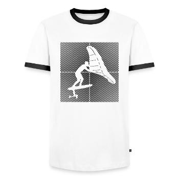Wingfoil Surfer Wingfoiling Hydrofoil Kitefoil - Men's Ringer Shirt - white/black - Front - AI Model Female 172 light (172cm) & AI Model Male 178 dark (178cm)