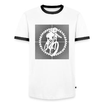 MTB Mountainbiker BMX-BIKE MTB Fahrrad - Männer Kontrast-T-Shirt - Weiß/Schwarz - Vorne - AI Model Female 172 light (172cm) & AI Model Male 178 dark (178cm)