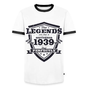 85th Birthday Original August 1939 Born 1939 - Men's Ringer Shirt - white/black - Front - AI Model Female 172 light (172cm) & AI Model Male 178 dark (178cm)