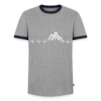 Snow covered mountains - Men's Ringer Shirt - grey/navy  - Front - AI Model Female 172 light (172cm) & AI Model Male 178 light (178cm)