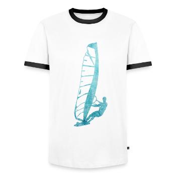 Windsurfen - Männer Kontrast-T-Shirt - Weiß/Schwarz - Vorne - AI Model Female 172 light (172cm) & AI Model Male 178 dark (178cm)