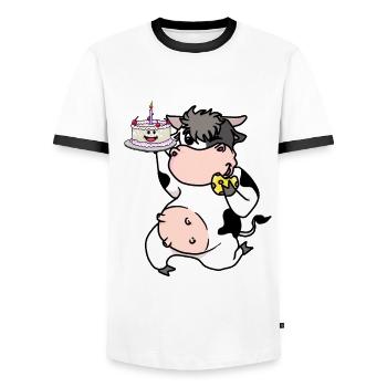 Pâtissier boulanger gâteau gâteau de la vache métiers - T-shirt contrasté Homme - blanc/noir - Devant - AI Model Female 172 light (172cm) & AI Model Male 178 dark (178cm)