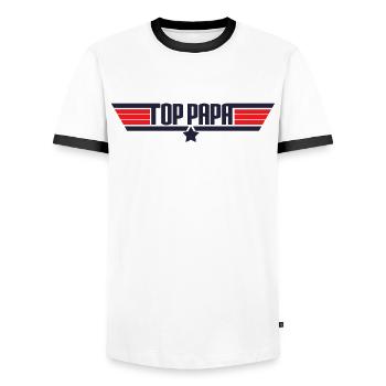 T-shirt top star papa papa cool star fête des pères - T-shirt contrasté Homme - blanc/noir - Devant - AI Model Female 172 light (172cm) & AI Model Male 178 dark (178cm)