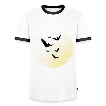 Bats in the moonlight - Men's Ringer Shirt - white/black - Front - AI Model Female 172 light (172cm) & AI Model Male 178 dark (178cm)