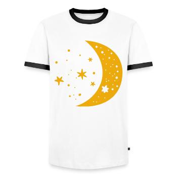 Moon and stars gift kids fashion outer space - Men's Ringer Shirt - white/black - Front - AI Model Female 172 light (172cm) & AI Model Male 178 dark (178cm)
