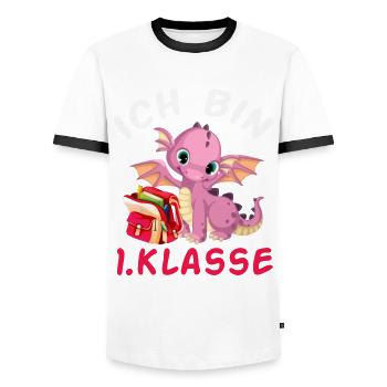 1. Klasse Schulanfang Design für die Einschulung - Männer Kontrast-T-Shirt - Weiß/Schwarz - Vorne - AI Model Female 172 light (172cm) & AI Model Male 178 dark (178cm)