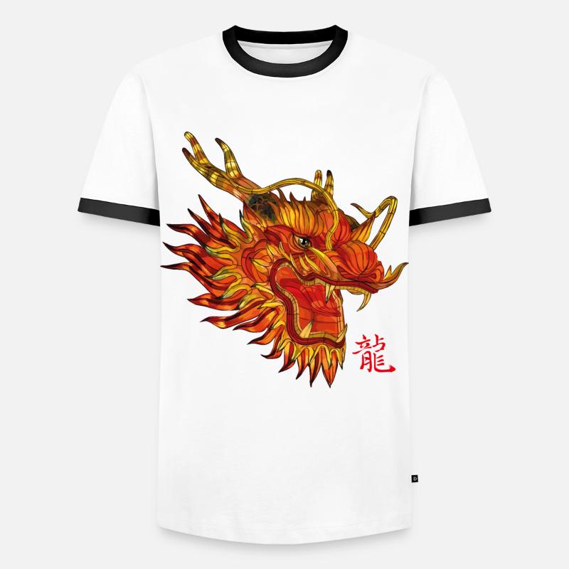 chinesischer Drache - Männer Kontrast-T-Shirt - Weiß/Schwarz