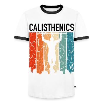 Calisthenics handstand - Men's Ringer Shirt - white/black - Front - AI Model Female 172 light (172cm) & AI Model Male 178 dark (178cm)