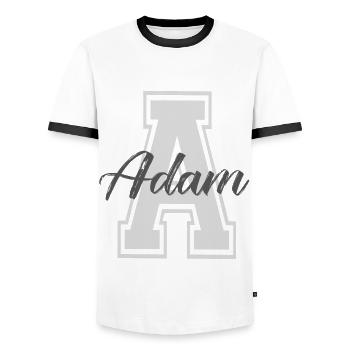 prénom ADAM fête nom tshirt personnalisé adam - T-shirt contrasté Homme - blanc/noir - Devant - AI Model Female 172 light (172cm) & AI Model Male 178 dark (178cm)