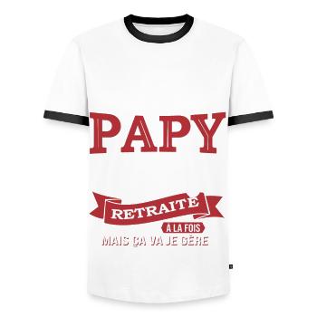 Opa Camping Auto Rückzug - Männer Kontrast-T-Shirt - Weiß/Schwarz - Vorne - AI Model Female 172 light (172cm) & AI Model Male 178 dark (178cm)
