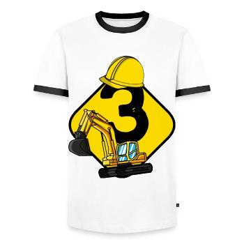Excavator 3 year kids 3rd birthday gift idea - Men's Ringer Shirt - white/black - Front - AI Model Female 172 light (172cm) & AI Model Male 178 dark (178cm)