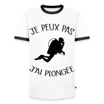 Je Peux Pas J'ai Plongée - T-shirt contrasté Homme - blanc/noir - Devant - AI Model Female 172 light (172cm) & AI Model Male 178 dark (178cm)
