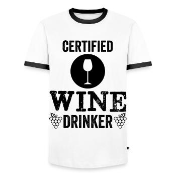 Zertifizierter Weinliebhaber Wein Trinker - Männer Kontrast-T-Shirt - Weiß/Schwarz - Vorne - AI Model Female 172 light (172cm) & AI Model Male 178 dark (178cm)