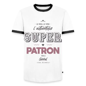 L authentique super patron - T-shirt contrasté Homme - blanc/noir - Devant - AI Model Female 172 light (172cm) & AI Model Male 178 dark (178cm)