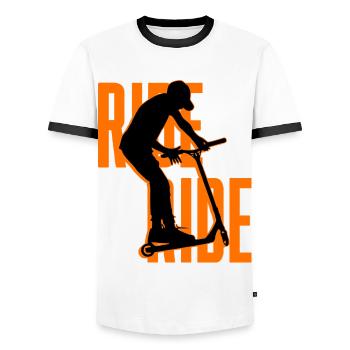 freestyle scooter - Men's Ringer Shirt - white/black - Front - AI Model Female 172 light (172cm) & AI Model Male 178 dark (178cm)