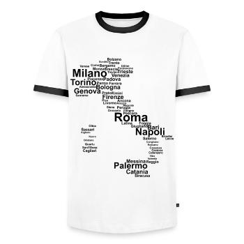 Italy Boots Outline Cities Vacation Travel Rome - Men's Ringer Shirt - white/black - Front - AI Model Female 172 light (172cm) & AI Model Male 178 dark (178cm)