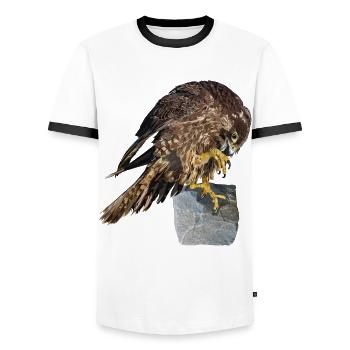 Faucon pèlerin - T-shirt contrasté Homme - blanc/noir - Devant - AI Model Female 172 light (172cm) & AI Model Male 178 dark (178cm)