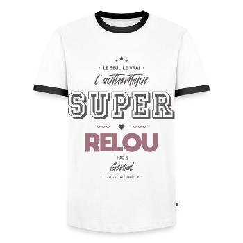 L authentique super relou - T-shirt contrasté Homme - blanc/noir - Devant - AI Model Female 172 light (172cm) & AI Model Male 178 dark (178cm)