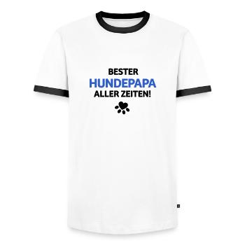 Bester Hundepapa aller Zeiten - Männer Kontrast-T-Shirt - Weiß/Schwarz - Vorne - AI Model Female 172 light (172cm) & AI Model Male 178 dark (178cm)
