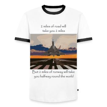 2 Miles - Men's Ringer Shirt - white/black - Front - AI Model Female 172 light (172cm) & AI Model Male 178 dark (178cm)