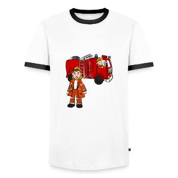 Eine gute Tat Feuerwehr TA TE TU Genie Wortspiel - Männer Kontrast-T-Shirt - Weiß/Schwarz - Vorne - AI Model Female 172 light (172cm) & AI Model Male 178 dark (178cm)