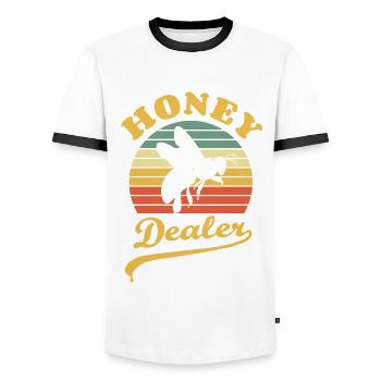 Beekeeper - Bees - Honey Dealer - Gift - Men's Ringer Shirt - white/black - Front - AI Model Female 172 light (172cm) & AI Model Male 178 dark (178cm)