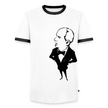 Louis, Non mais oh, funes, classiques du cinéma, Frank - T-shirt contrasté Homme - blanc/noir - Devant - AI Model Female 172 light (172cm) & AI Model Male 178 dark (178cm)
