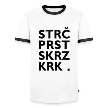 Strč Prst Skrz Krk - Tschechien Zungenbrecher - Männer Kontrast-T-Shirt - Weiß/Schwarz - Vorne - AI Model Female 172 light (172cm) & AI Model Male 178 dark (178cm)