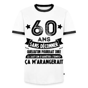 60 Ans Cadeau D'anniversaire 60 Ans - T-shirt contrasté Homme - blanc/noir - Devant - AI Model Female 172 light (172cm) & AI Model Male 178 dark (178cm)