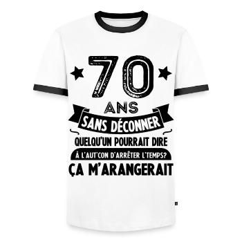 70 ans anniversaire 70 anniversaire cadeau 70 ans - T-shirt contrasté Homme - blanc/noir - Devant - AI Model Female 172 light (172cm) & AI Model Male 178 dark (178cm)