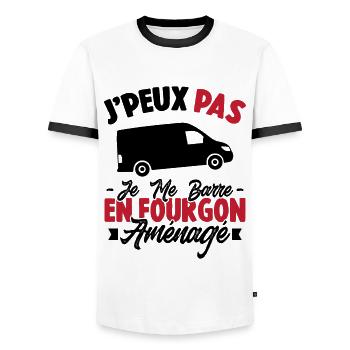 J'peux pas j'me barre en fourgon aménagé - T-shirt contrasté Homme - blanc/noir - Devant - AI Model Female 172 light (172cm) & AI Model Male 178 dark (178cm)