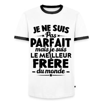 Pas parfait meilleur frère du monde - T-shirt contrasté Homme - blanc/noir - Devant - AI Model Female 172 light (172cm) & AI Model Male 178 dark (178cm)