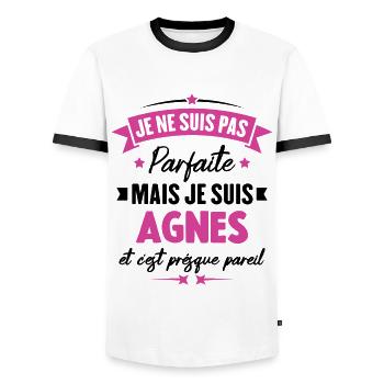 Pas parfaite mais je suis Agnes humour cadeau - T-shirt contrasté Homme - blanc/noir - Devant - AI Model Female 172 light (172cm) & AI Model Male 178 dark (178cm)