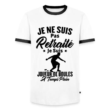 Je ne suis pas retraité je suis joueur de boules - T-shirt contrasté Homme - blanc/noir - Devant - AI Model Female 172 light (172cm) & AI Model Male 178 dark (178cm)