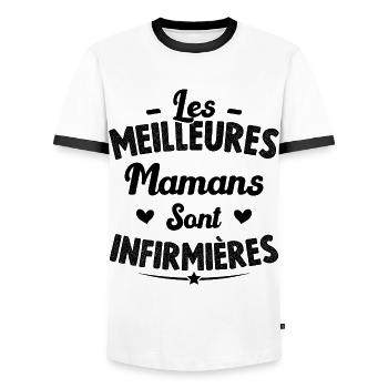 Les Meilleures Mamans Sont Infirmières - T-shirt contrasté Homme - blanc/noir - Devant - AI Model Female 172 light (172cm) & AI Model Male 178 dark (178cm)