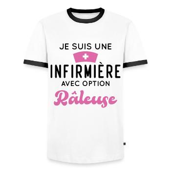 Je suis une infirmière avec option râleuse - T-shirt contrasté Homme - blanc/noir - Devant - AI Model Female 172 light (172cm) & AI Model Male 178 dark (178cm)