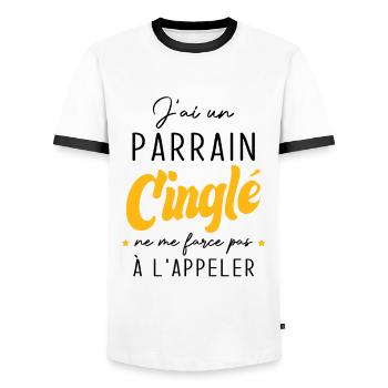 j'ai un parrain cinglé ne me force pas a l'appeler - T-shirt contrasté Homme - blanc/noir - Devant - AI Model Female 172 light (172cm) & AI Model Male 178 dark (178cm)